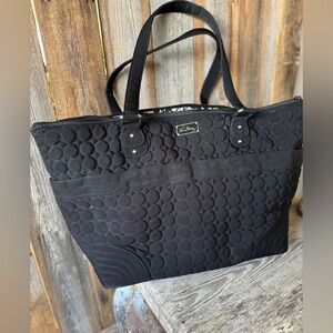 Vera Bradley Solid Black Large Shoulder Bag- Diaper Bag- Weekend -Travel- vinyl